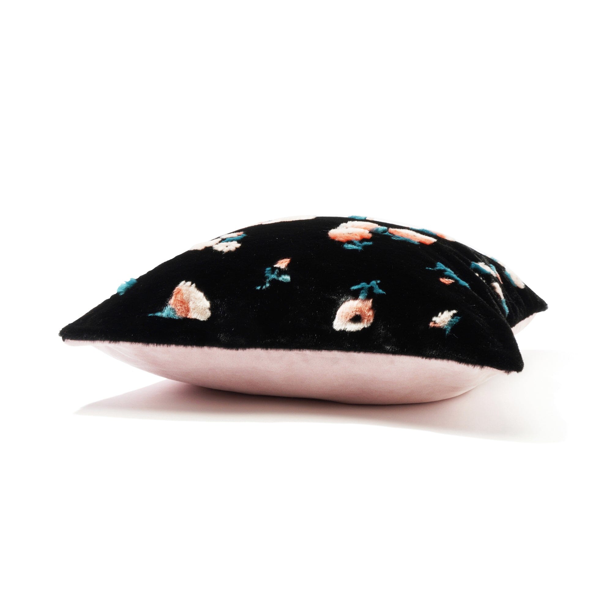 Premium Faux Fur Cushion Cover 18x18 Inches Black and Pink - Soft & Cozy Home Decor for Sofa, Bed, or Office Chair