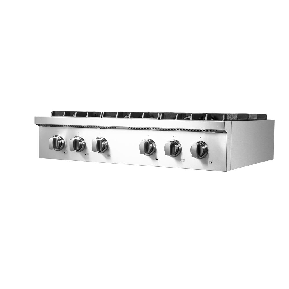 Forno Lseo 36 Inch 6 Burner Stainless Steel Gas Rangetop with Griddle (Model FCTGS5737 36) - Perfect for Home Kitchens, Restaurants & Outdoor Cooking