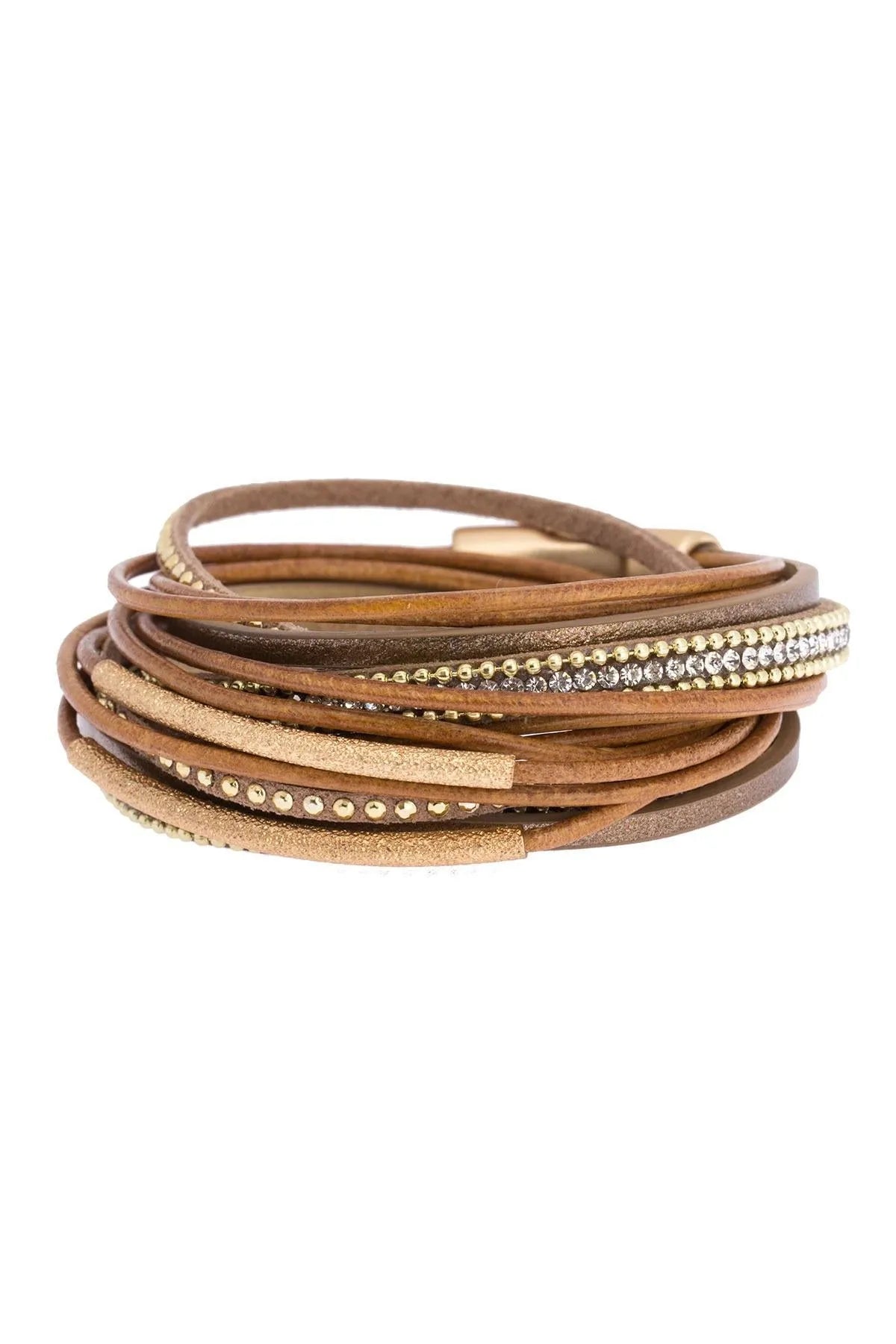 Genuine Leather Crystal Double Wrap Bracelet for Women - Elegant Boho Jewelry for Parties, Weddings & Everyday Wear