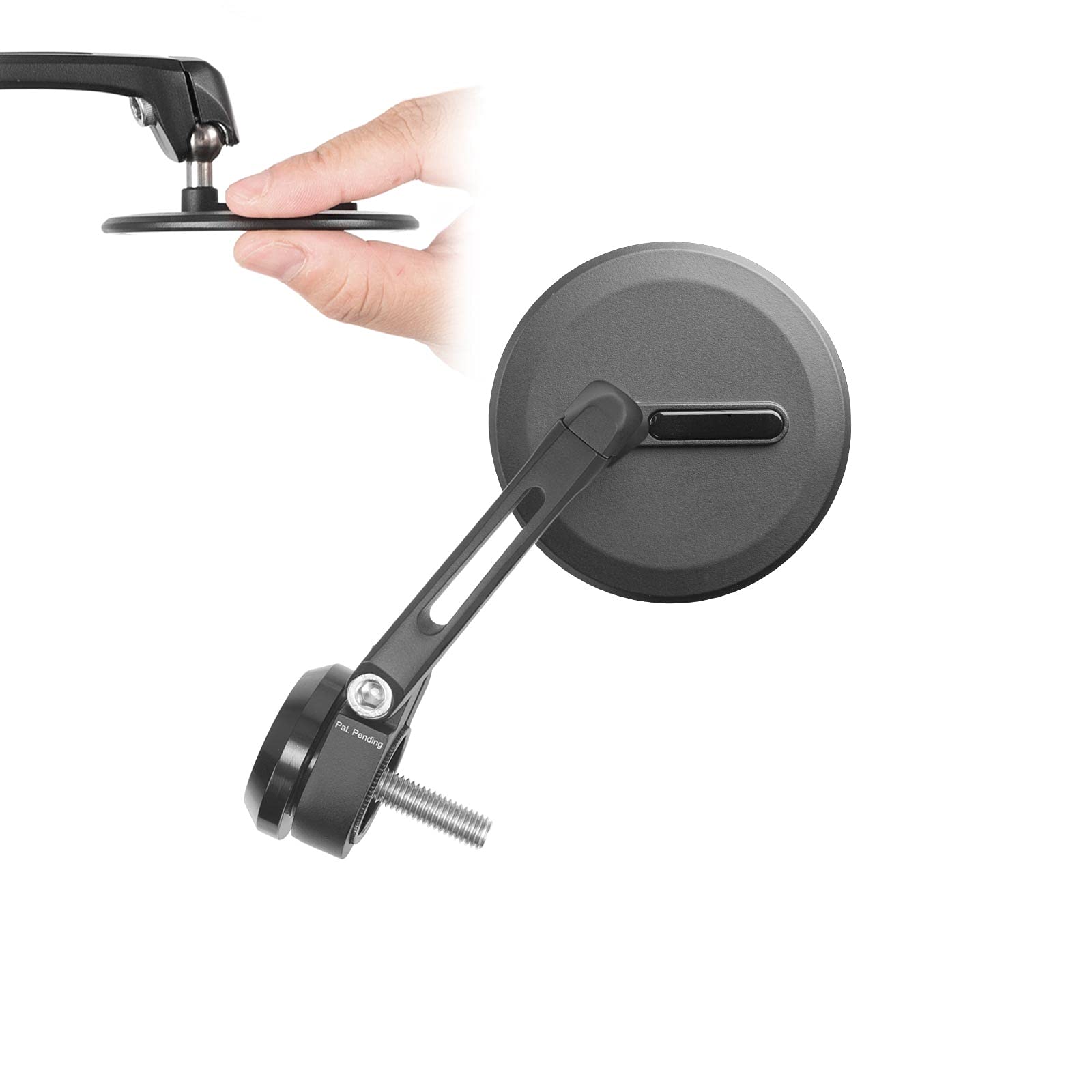 KiWAV Black Motorcycle Bar End Mirrors - Universal M8 Threaded Handlebar Compatible for Harley, Honda, Yamaha - Enhance Safety & Style for Street Bikes & Cruisers