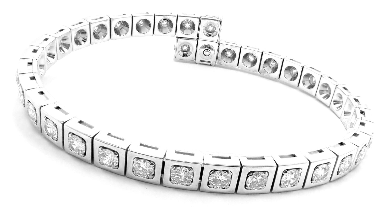 Authentic Cartier Tectonique 18K White Gold Diamond Tennis Bracelet - Luxury Jewelry for Women, Elegant Gift for Anniversary & Special Occasions