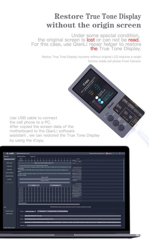 Qianli 3-in-1 iCopy Plus 2.2 iPhone EEPROM Programmer - Transfer Face ID, LCD, Vibrator for iPhone 7/8/X/11/12/13/14 | Battery & Lighting Board Repair Tool | Perfect for Phone Repair Shops & DIY Technicians