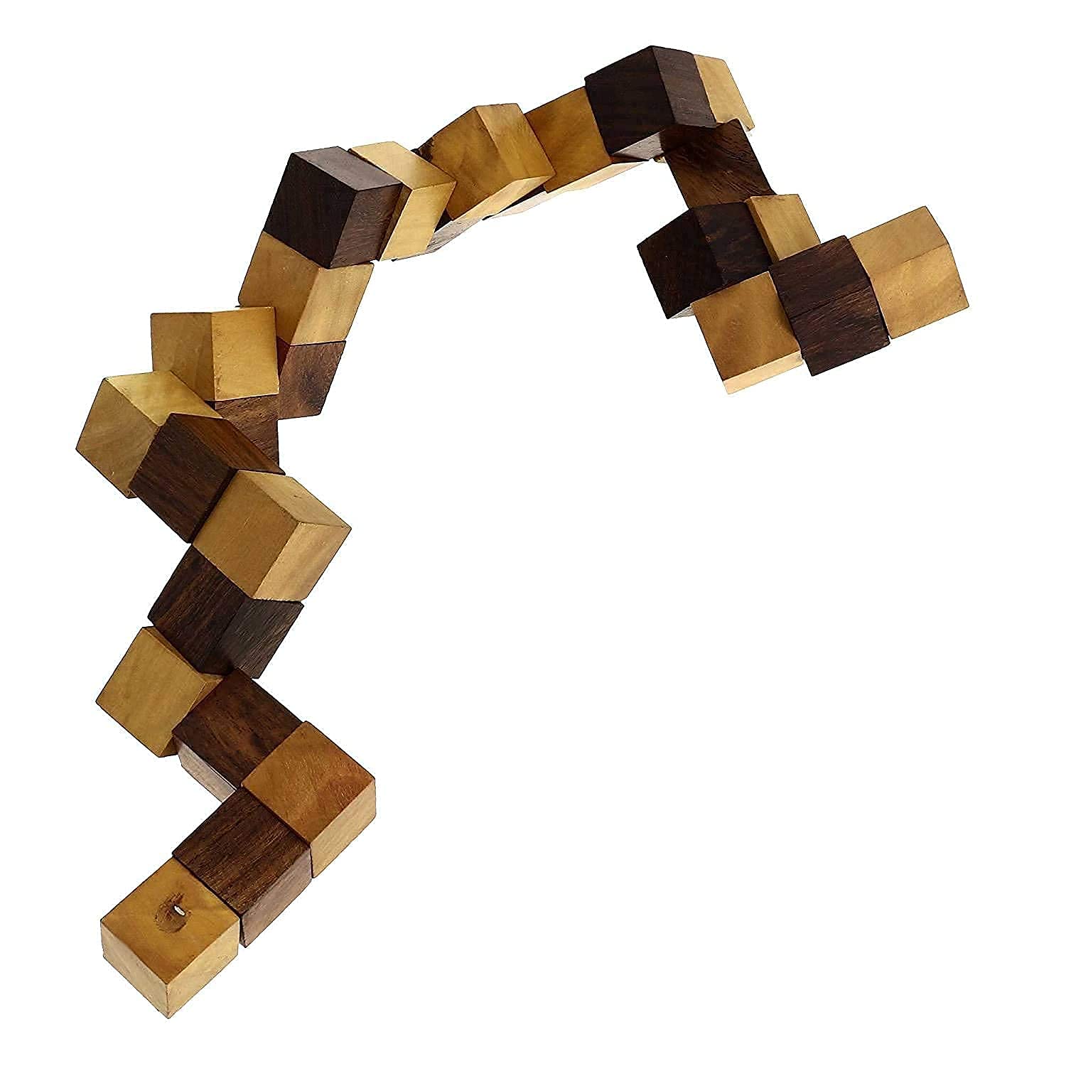 Brain Boosting Wooden Snake Cube Puzzle for Kids - Fun Educational Toy to Improve Logic & Problem Solving Skills | Perfect for Birthday Gifts, Classroom Activities & Family Game Night | Brown
