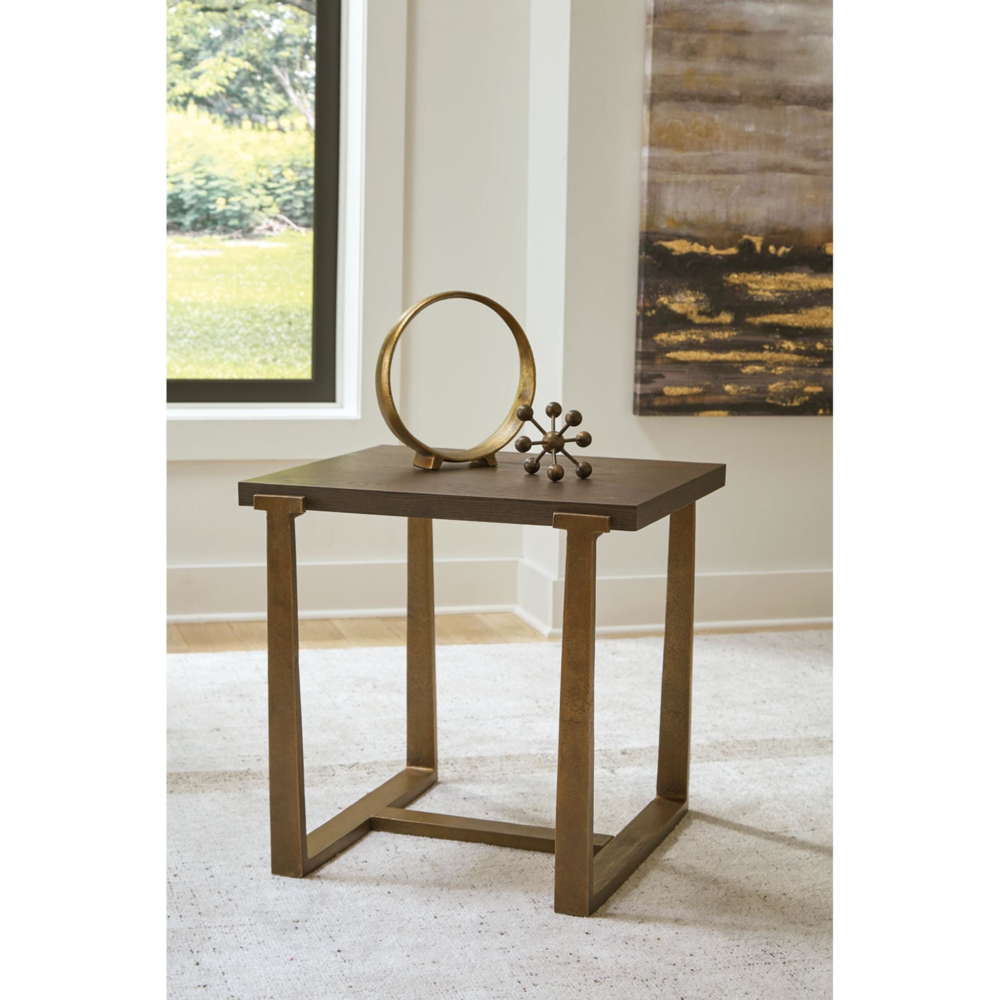 Balintmore End Table - Brown & Gold Finish Side Table for Living Room, Bedroom, or Office - Small Accent Table with Stylish Design