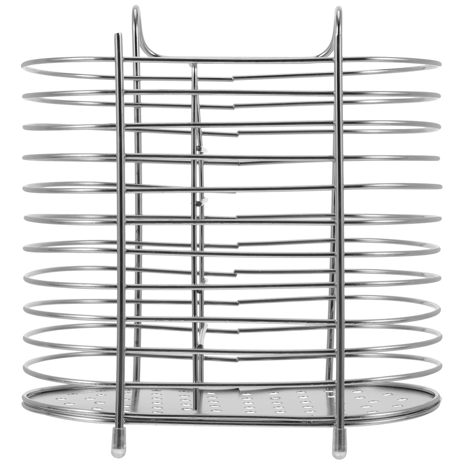 Stainless Steel Kitchen Utensil Holder & Drying Rack - Hanging Cutlery Organizer for Forks, Spoons, Knives & Chopsticks - Space-Saving Silverware Storage Caddy for Countertop, Sink or Cabinet Organization