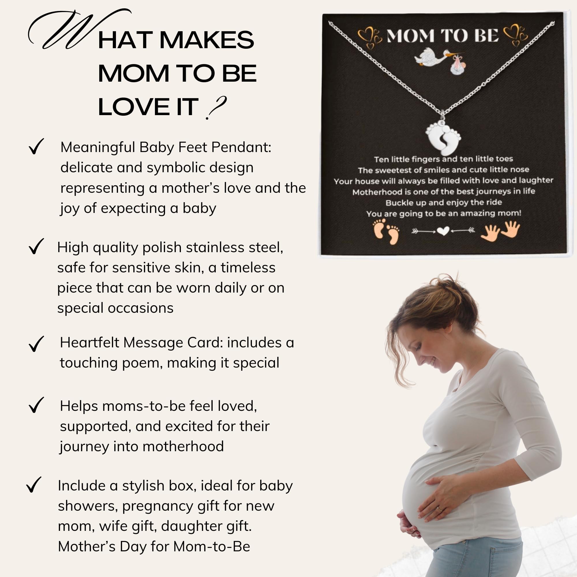 Lotus Baby Feet Pendant Necklace - Thoughtful Pregnancy Gift for Expecting Moms, First Time Mothers, Wife, Sister or Daughter | Engraved Message Card Included | Perfect for Mother's Day, Christmas, Baby Shower & Birthday Celebrations | Heartfelt Keepsake for New Moms to Treasure Baby's First Moments