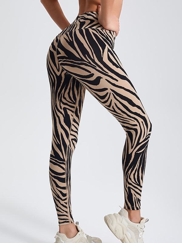 ZASUWA Women's High Waisted Zebra Print Scrunch Butt Lifting Leggings - Yoga, Workout, Running & Gym Fitness Activewear