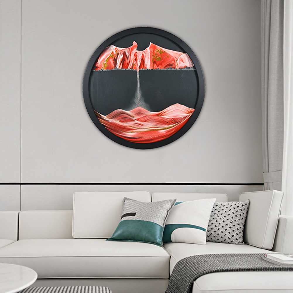 Moving Sand Art Wall Decor - Handcrafted Solid Wood Frame Round Wall Sculpture for Living Room, Bedroom, Office & Hotel | Zen Home Decor, Meditation Space Accent, Unique Gift Idea