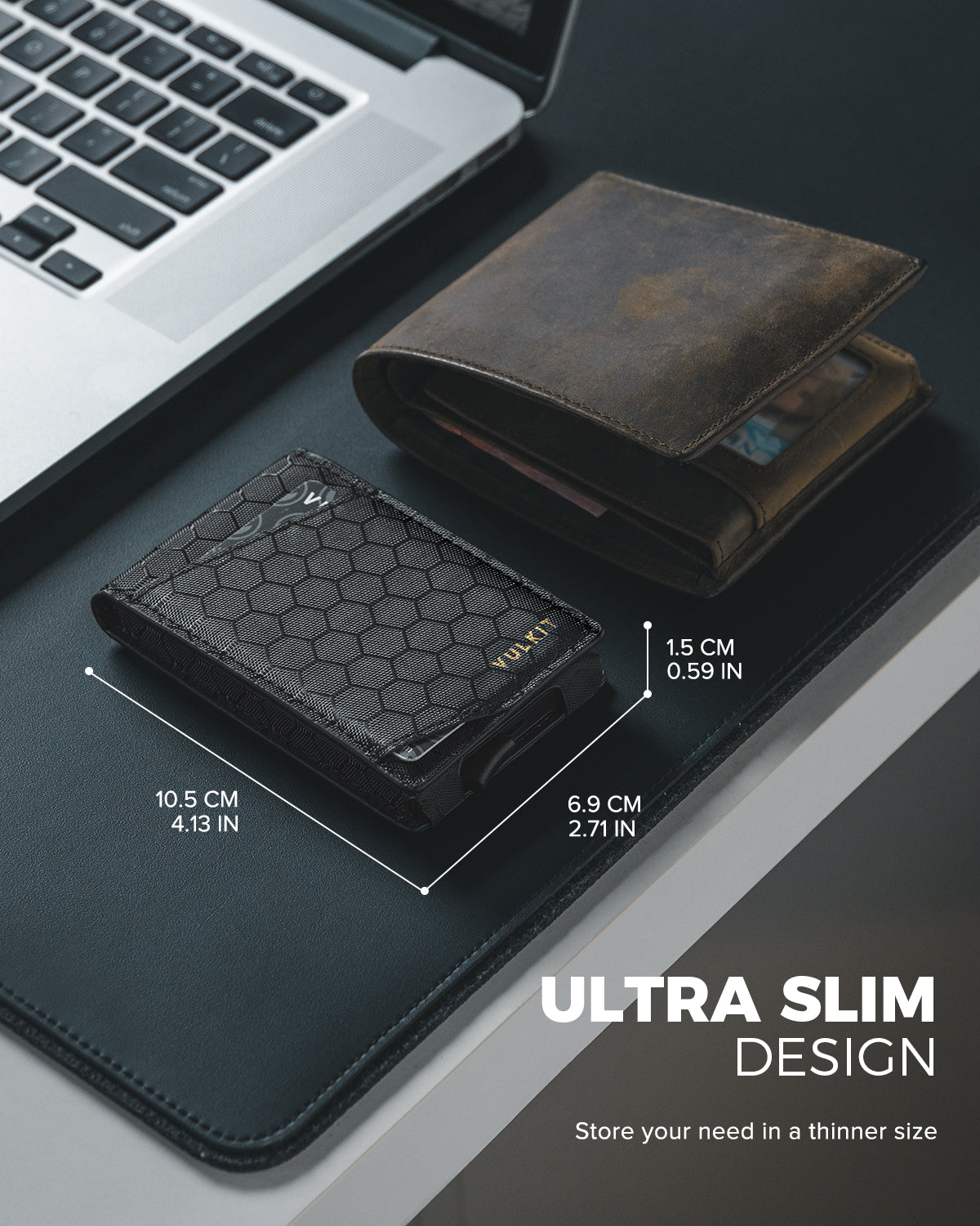 VC210 Removable Aluminum Card Holder - Slim Bifold Wallet with Magnetic Closure, ID Window & 2 Extra Card Slots | RFID Blocking Metal Wallet for Men & Women | Perfect for Travel, Business & Everyday Use