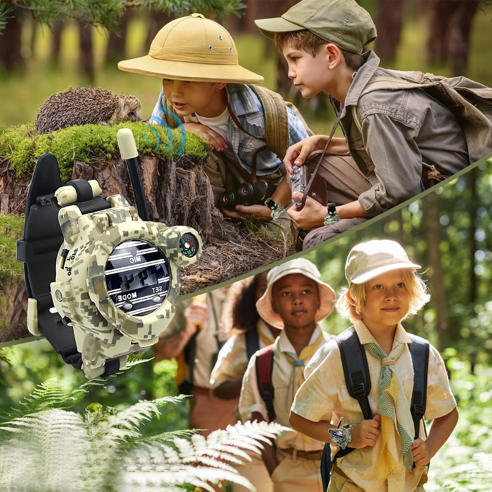 Rechargeable Walkie Talkie Watch for Kids - 7-in-1 Digital Spy Watch with Two-Way Radio, Long Range Communication & Flashlight - Cool Army Toy Gadget for Boys Girls Outdoor Adventures, Camping & Backyard Games