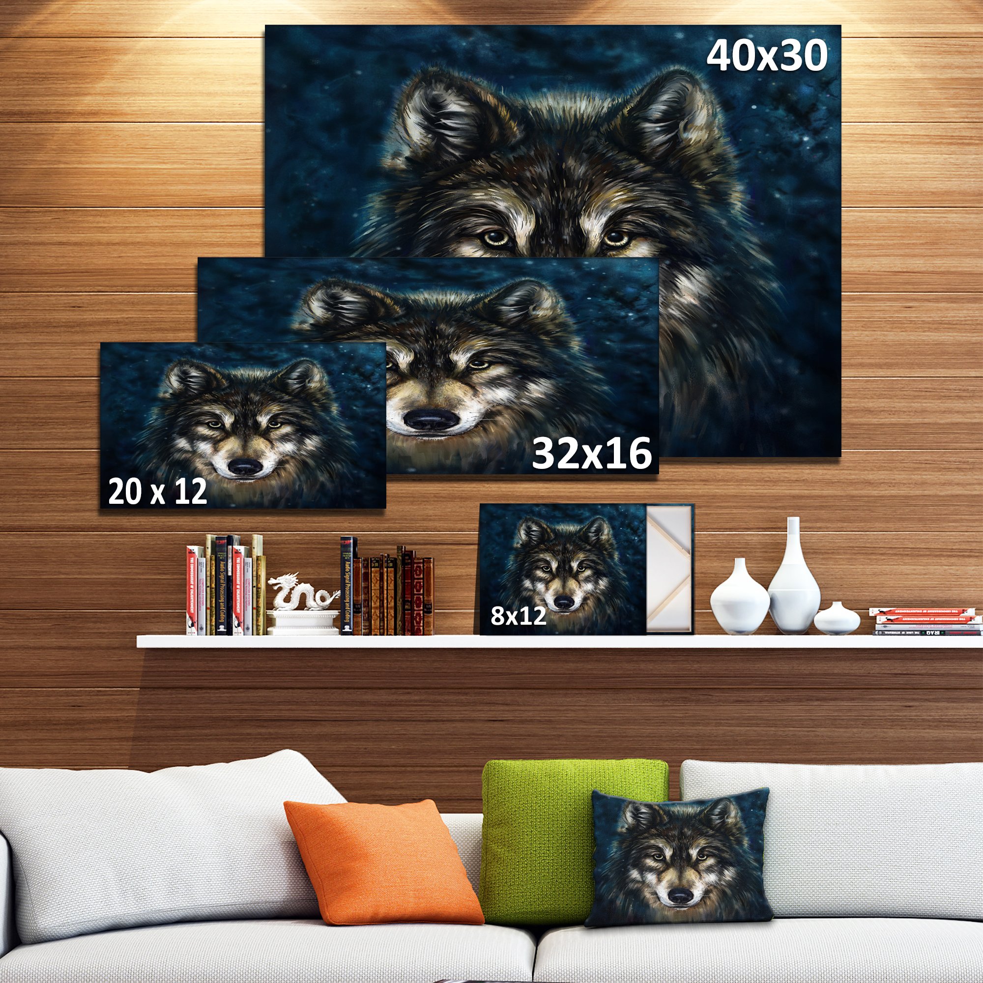 Smiling Wolf Animal Wall Art Painting - Handmade Canvas Print for Home & Office Decor - Perfect for Living Room, Bedroom, or Cabin