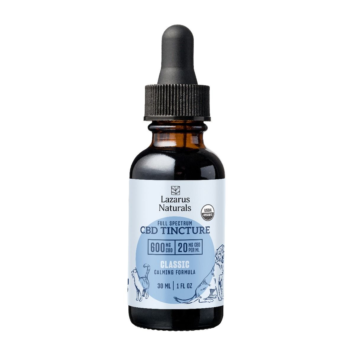 Lazarus Naturals 600mg CBD Relaxing Oil for Dogs & Cats - 30mL Pet Calming Supplement for Anxiety, Stress Relief & Pain Management - Perfect for Travel, Vet Visits & Daily Relaxation