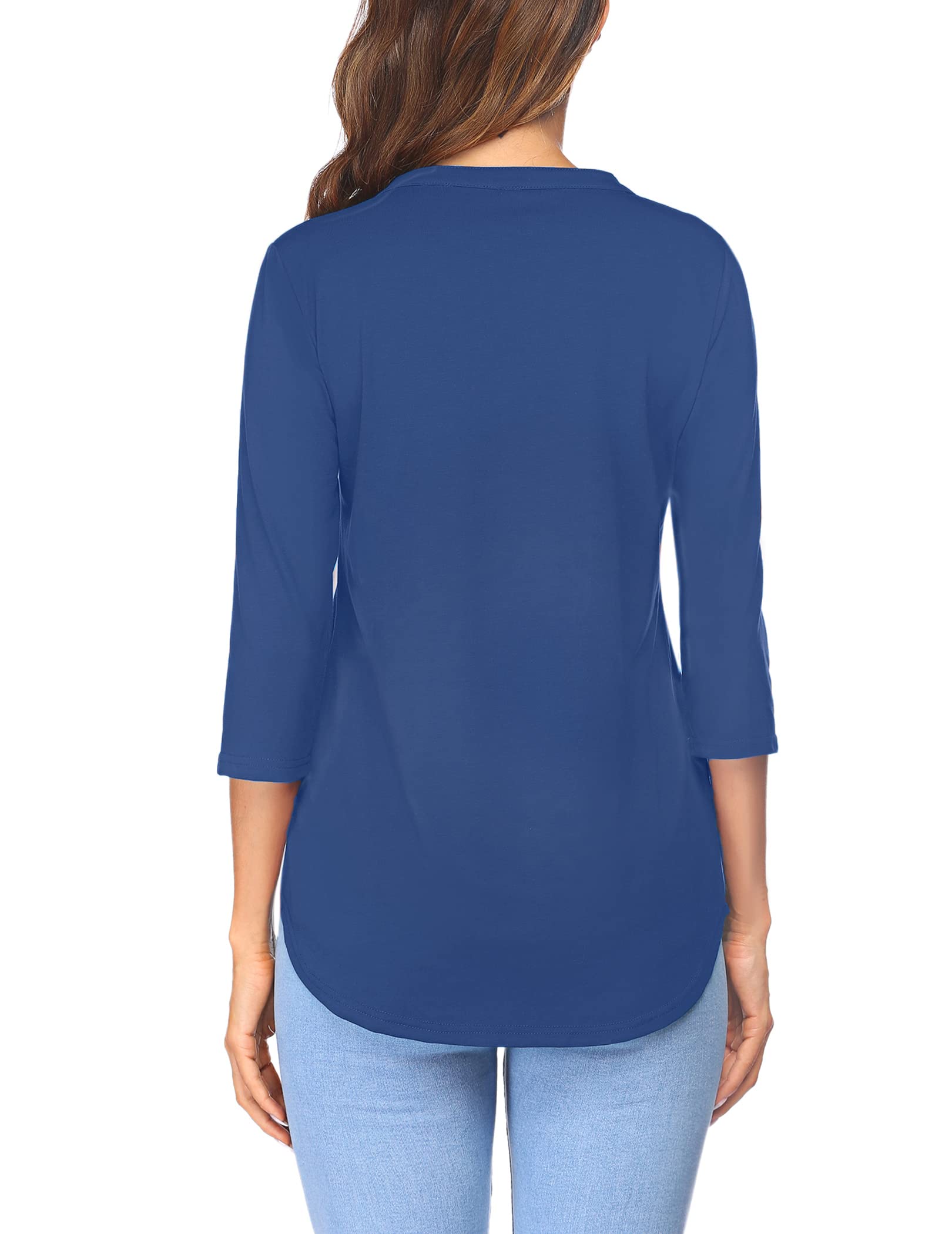 Sherosa Women's 3/4 Sleeve V-Neck Casual Henley Blouse Tops for Work & Everyday Wear | Comfortable Office & Weekend Outfit