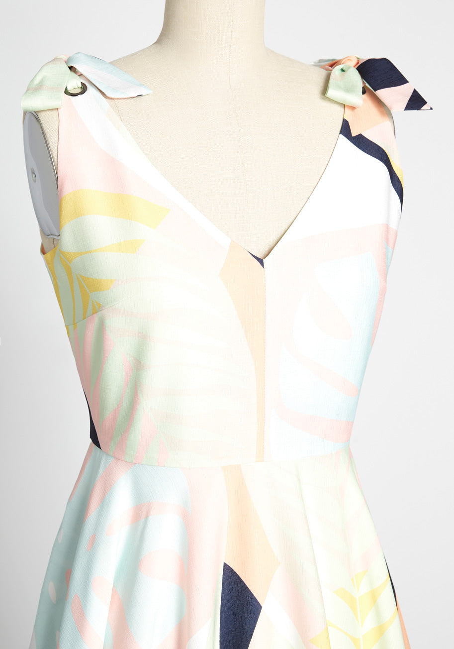 ModCloth x Hutch In Summery Tie Shoulder Dress - Women's Floral Summer Sundress for Beach Vacations & Outdoor Parties