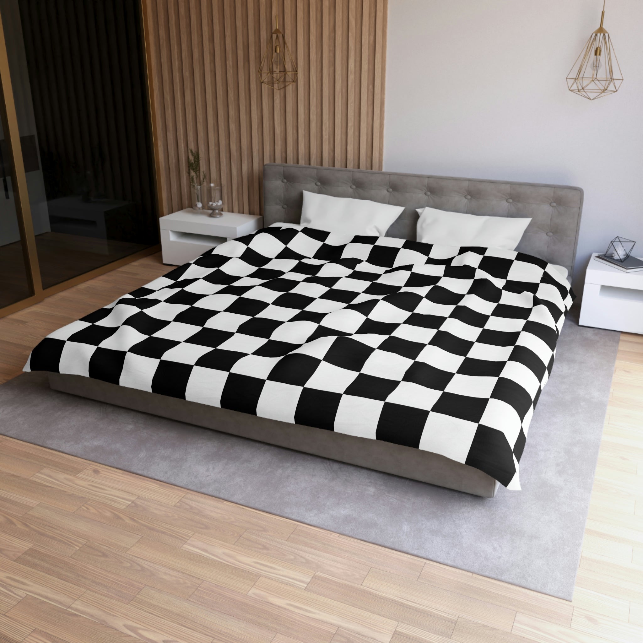 Checkered Duvet Cover Set - Soft Microfiber Bedding in 4 Sizes (Twin, Full, Queen, King) - Stylish Check Pattern for Modern Bedrooms & Guest Rooms
