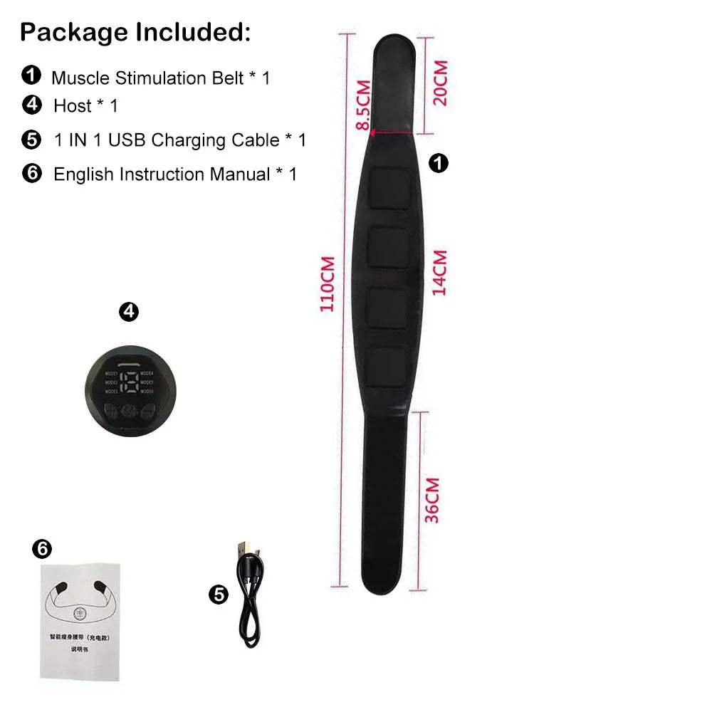 Electric ABS Muscle Stimulation Belt - EMS Abdominal Trainer for Core Workout & Toning | Gym, Home Fitness & Recovery Use