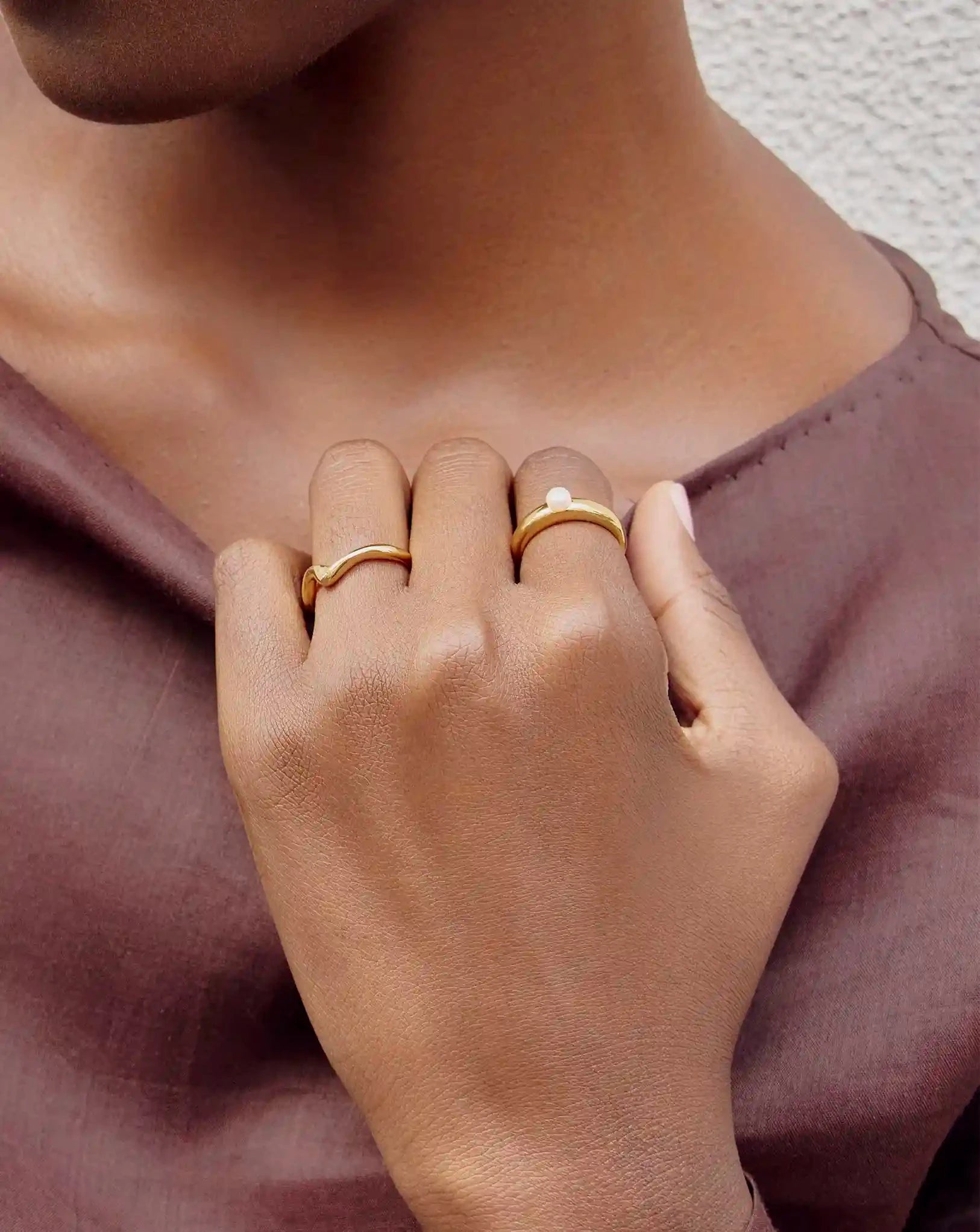 18k Gold Vermeil Pearl Stacking Ring - Classic Button Pearl Design for Women | Perfect for Everyday Wear, Layering & Special Occasions