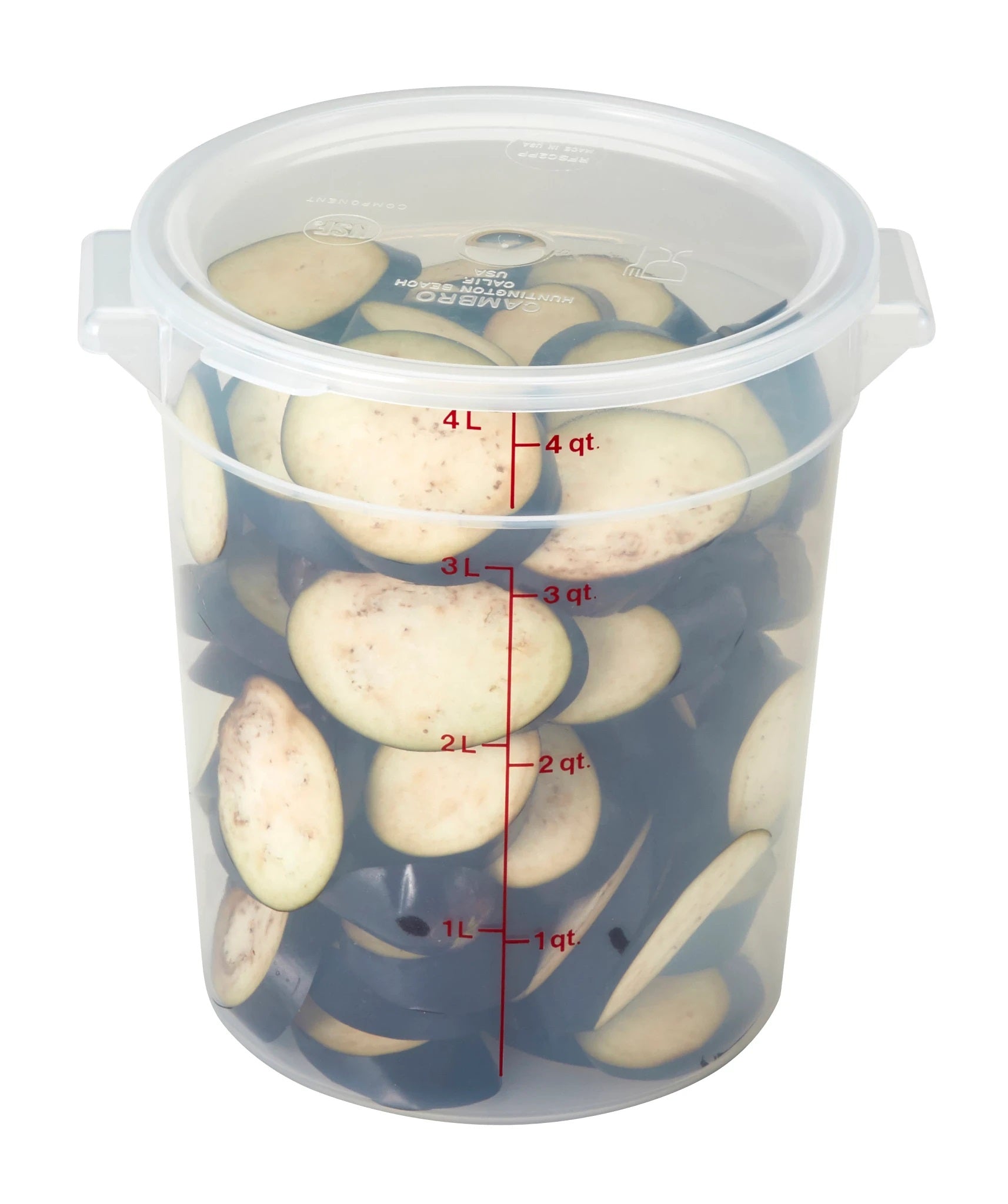 Cambro RFSC2PP Round Food Storage Cover - Fits 2 & 4 Qt Containers, Translucent Plastic Lid for Meal Prep, Leftovers & Commercial Kitchen Use