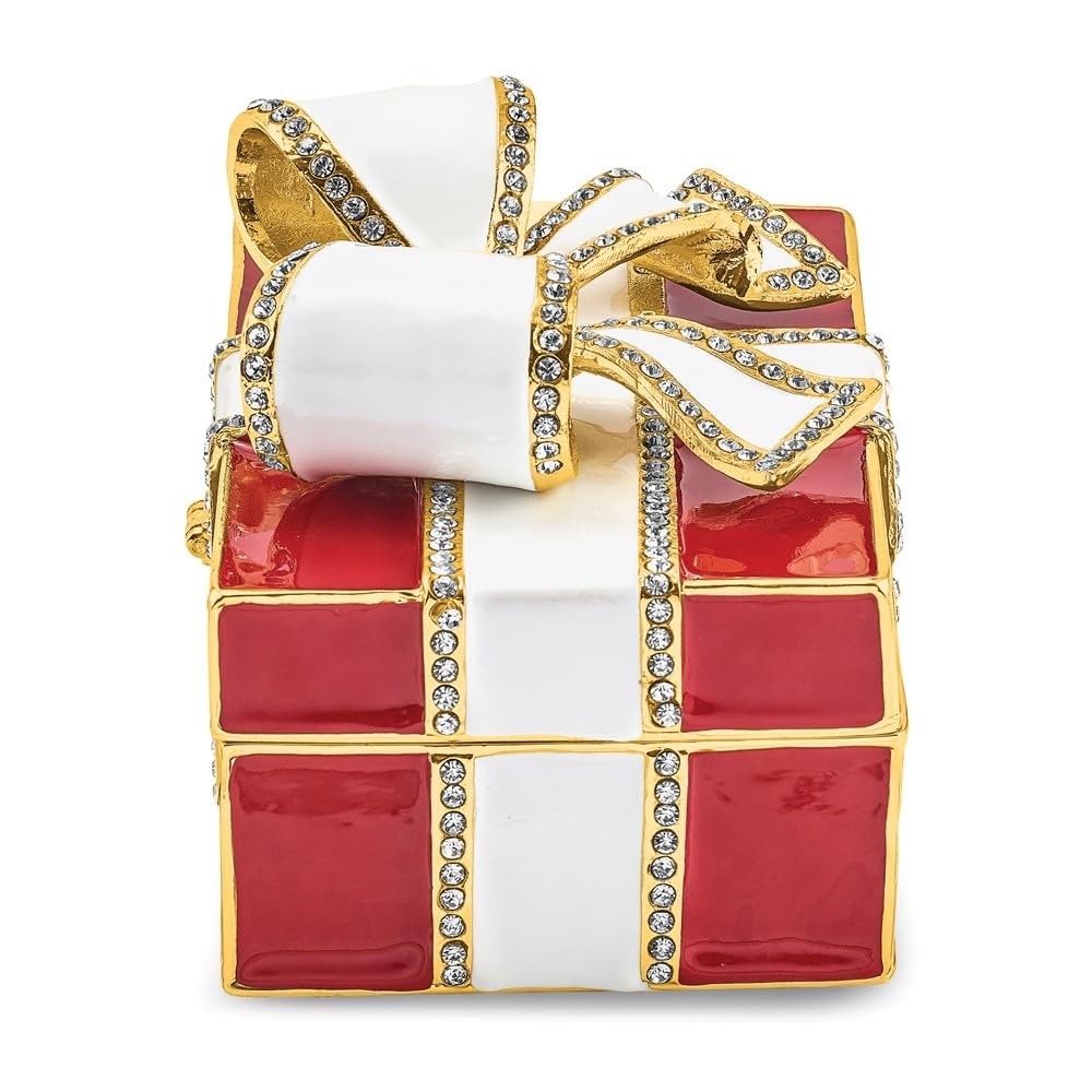 Luxury Bejeweled Red Ring Jewelry Box - Elegant Trinket Storage for Rings, Earrings & Small Accessories | Perfect for Wedding, Gift & Home Decor