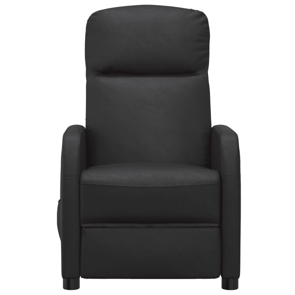 vidaXL Faux Leather Reclining Chair - Modern Black Recliner with Sturdy Iron & Plywood Frame, Comfortable Seat Design for Living Room, Office, or Home Theater - Perfect for Relaxing, Watching TV, or Working from Home