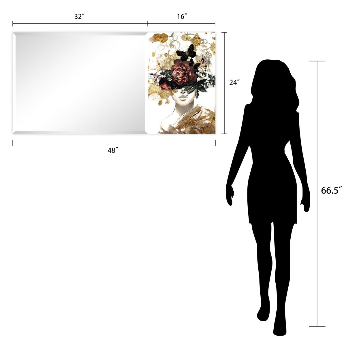 Be Yourself II Rectangular Beveled Mirror - Free Floating Printed Tempered Art Glass - 24
