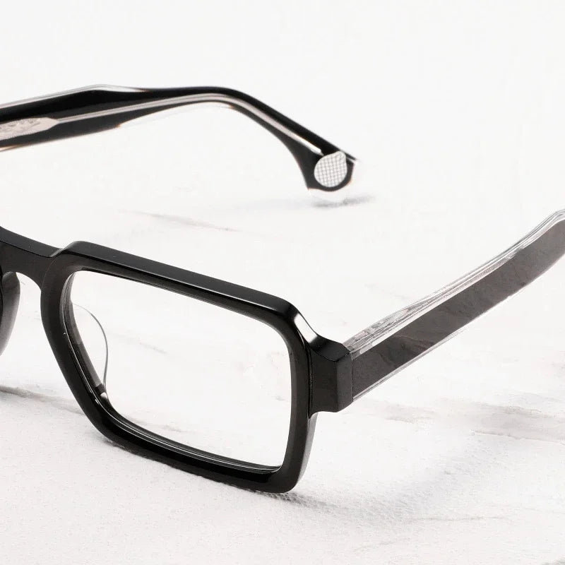 Aror Unisex Full Rim Square Acetate Eyeglasses Frame - Classic Browline Design (Model 942781) for Men & Women - Perfect for Reading, Work, and Fashion Accessories