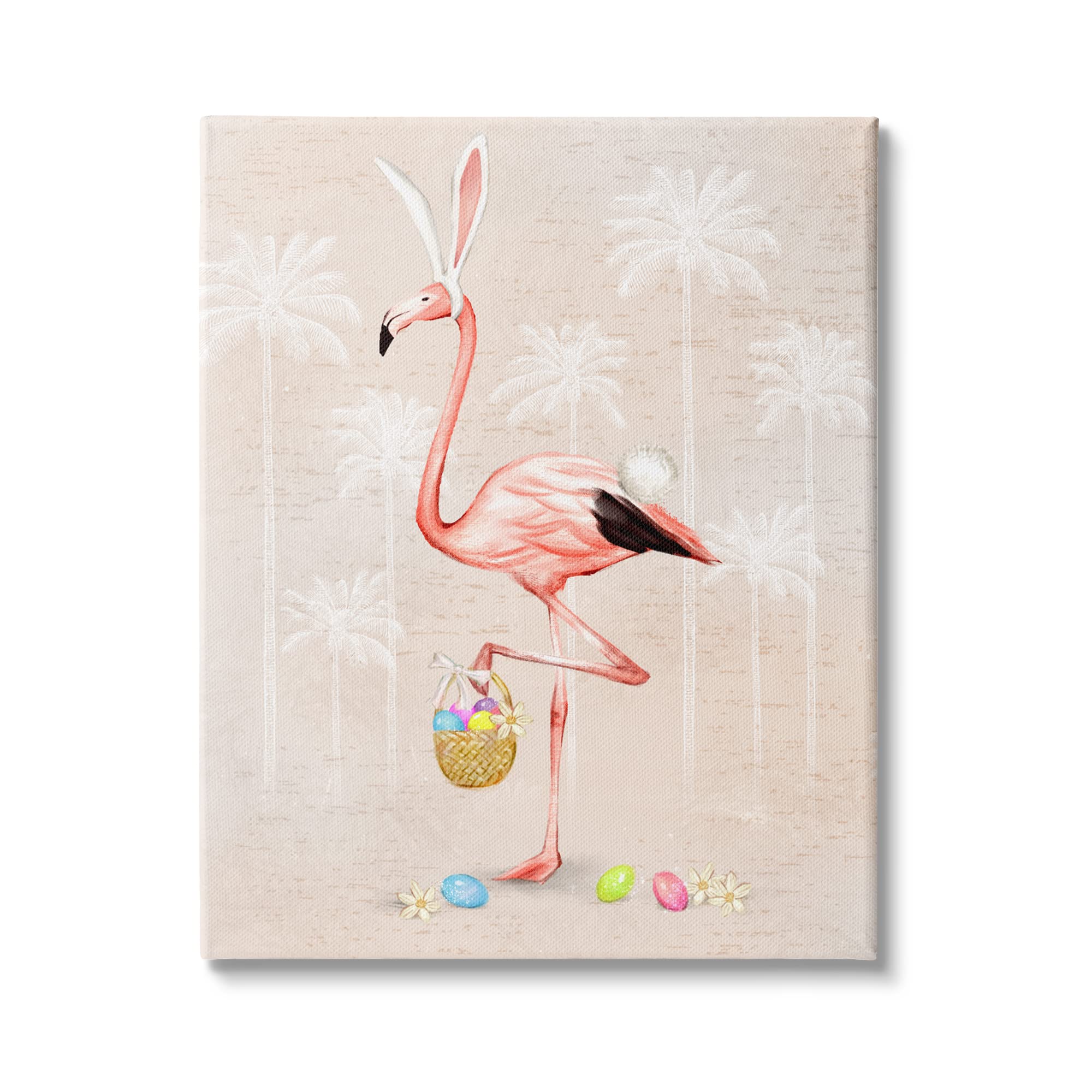 Stupell Industries Easter Flamingo Pink Bird Egg Hunt Basket Canvas Wall Art - 36