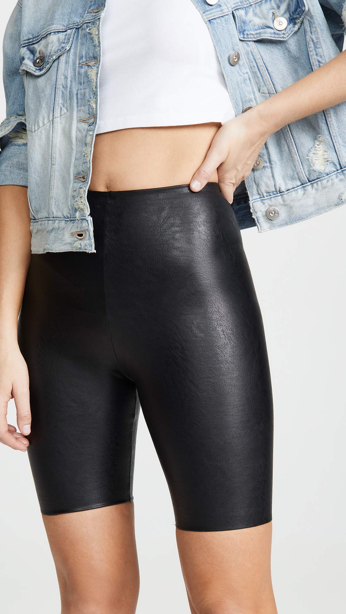 Commando Women's Faux Leather Bike Shorts - High Waisted Workout Leggings for Yoga, Running & Gym - Stylish & Comfortable Activewear