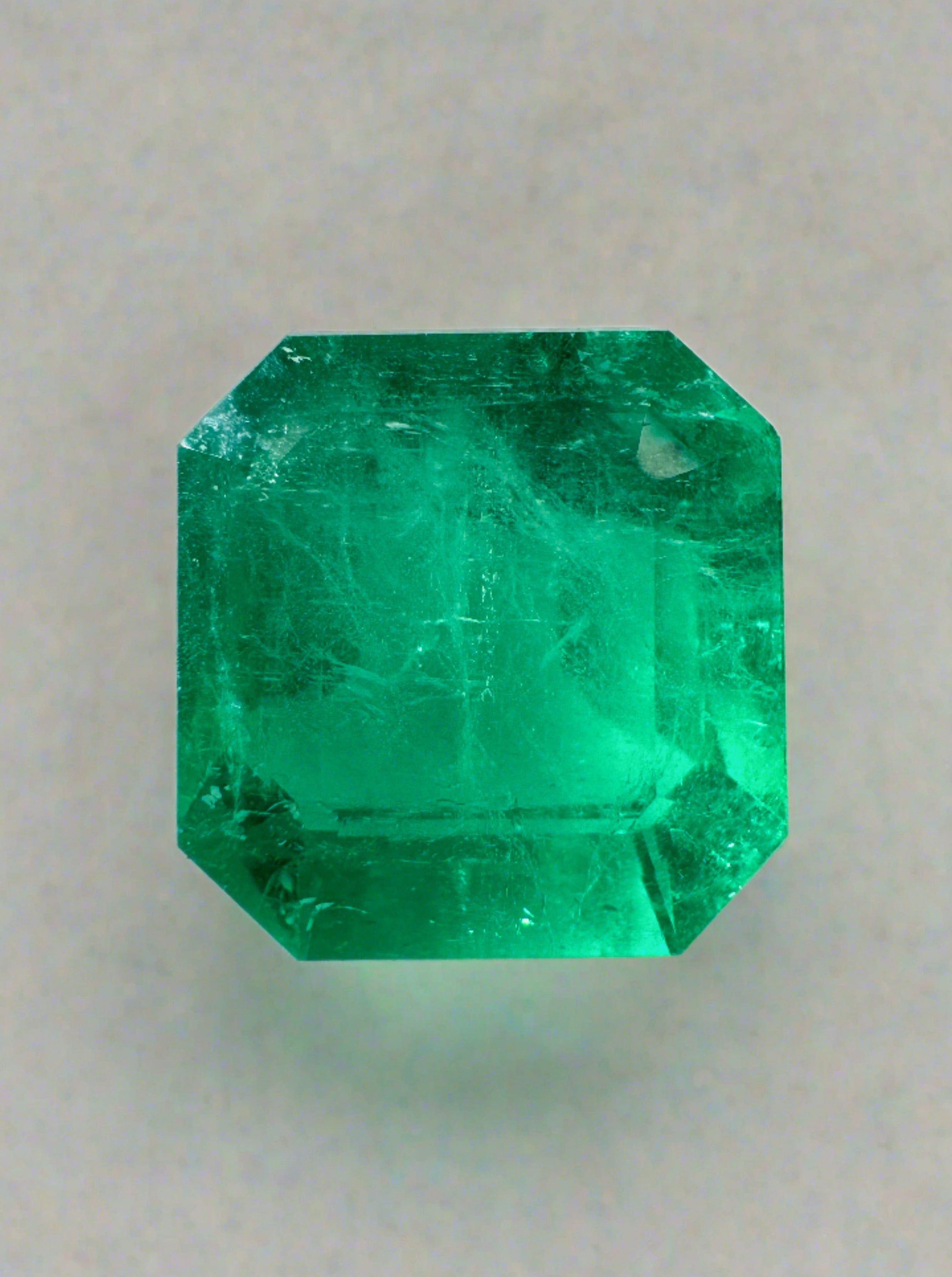 6.25 Carat Natural Colombian Emerald - Apple Green Loose Gemstone, Asscher Cut 11x11mm for Jewelry Making, Engagement Rings & Luxury Gifts