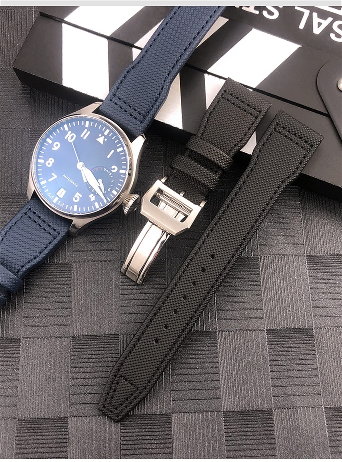 **WSCEBCK Fiber Canvas Watch Band 20mm 21mm 22mm for IWC Le Petit Prince & Big Pilot TOP Gun IW3777 - Durable Sport Watch Strap (Green Square Buckle, 21mm) - Perfect for Casual, Outdoor & Aviation Enthusiasts**