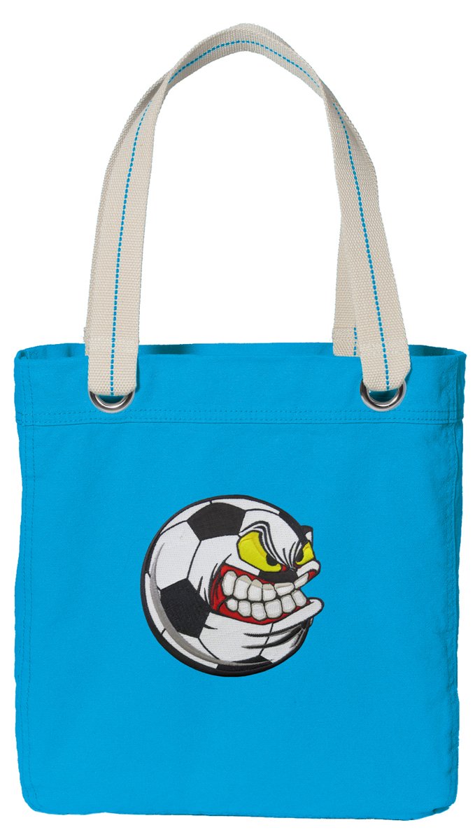Premium Turquoise Cotton Canvas Soccer Nut Tote Bag - Durable & Stylish for Sports Fans, Beach Trips, and Everyday Use