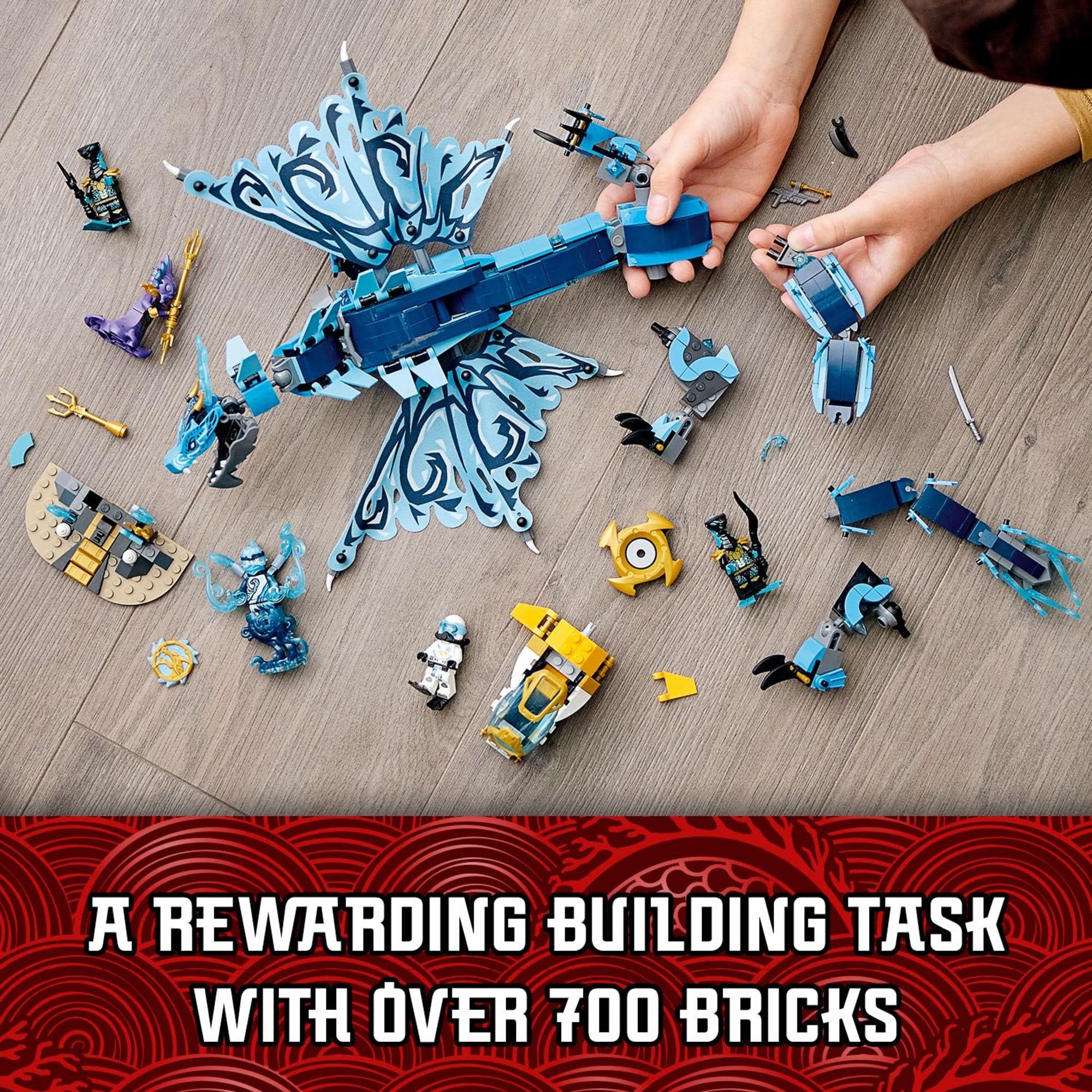 LEGO NINJAGO Water Dragon Building Set 71754 - 5 Ninja Minifigures with Weapons, Creative Construction Toy for Kids Ages 9+ | Perfect Birthday Gift for Boys & Girls | Role Play & Collectible Display