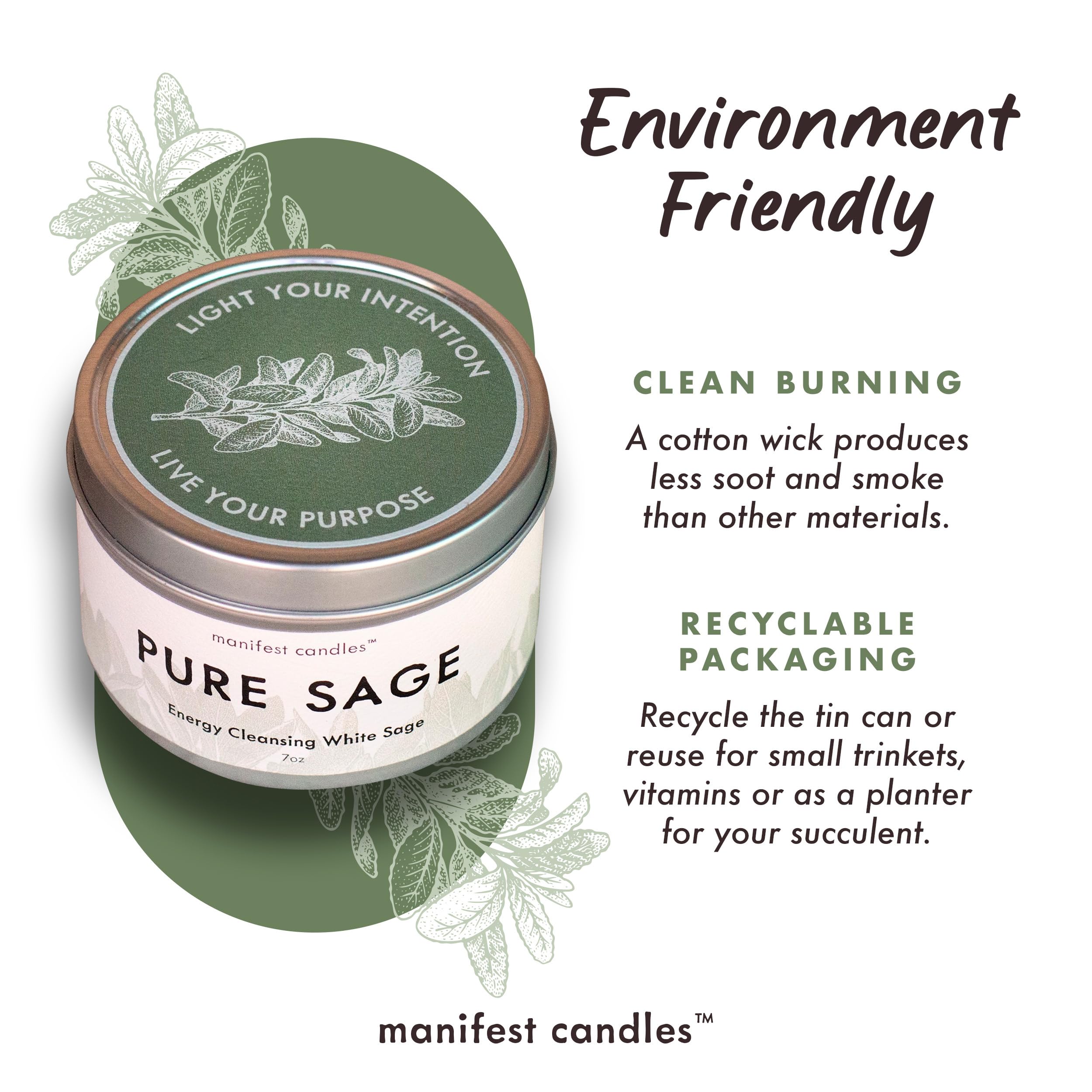 7oz White Sage Smudge Candle for Cleansing Negative Energy - Pure Sage Aromatherapy Meditation Candle for Positive Energy & Spiritual Healing - Perfect for Home Cleansing, Yoga, Reiki & Gift Giving