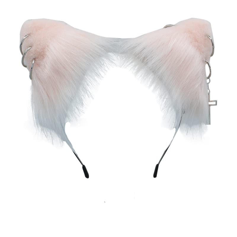 VIGVAN Punk Gothic Cat Ears Headband - Black Cross Cat Ear Hair Clips for Women & Girls | Perfect for Halloween Cosplay, Gothic Parties, Anime Conventions & Costume Accessories