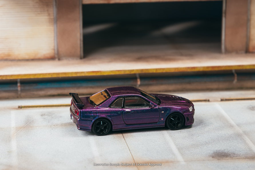 Tarmac Works 1:64 Scale Nissan Skyline GT-R R34 Z Tune Diecast Model Car - Midnight Purple III - Collectible Miniature for Display, Racing Enthusiasts & Car Lovers