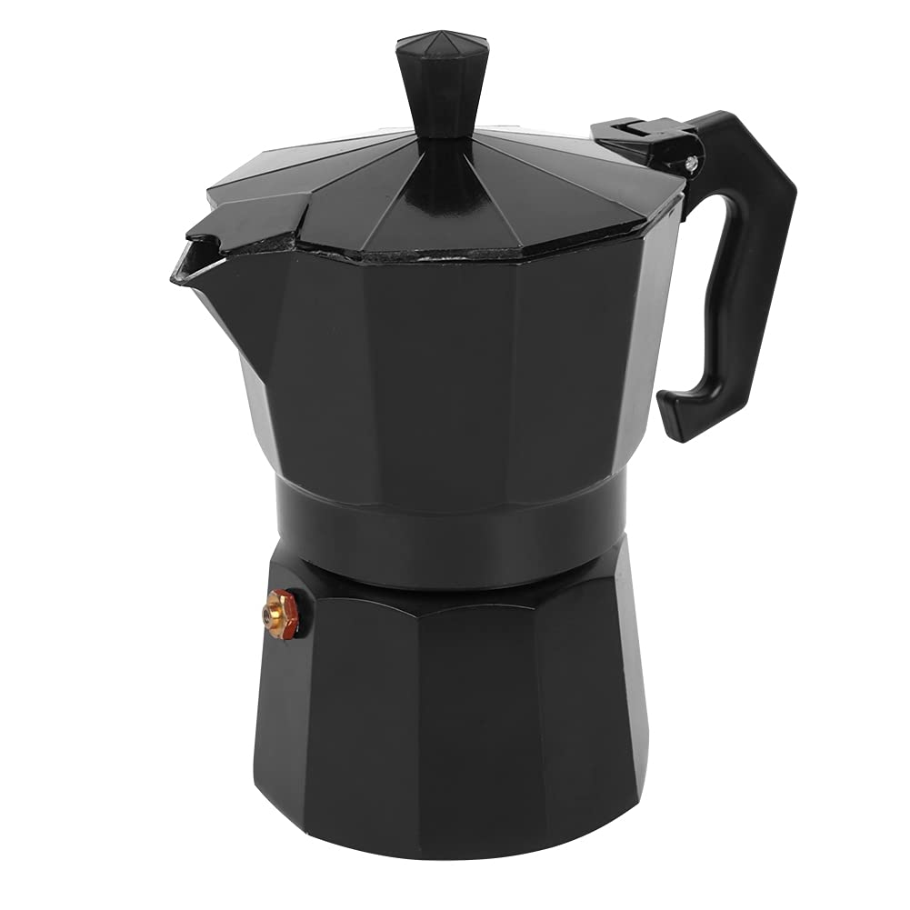 High-Temperature Resistant 300ML Stovetop Coffee Maker - Perfect for Home & Office Use (Black) - Ideal for Espresso, Latte & Cappuccino Brewing