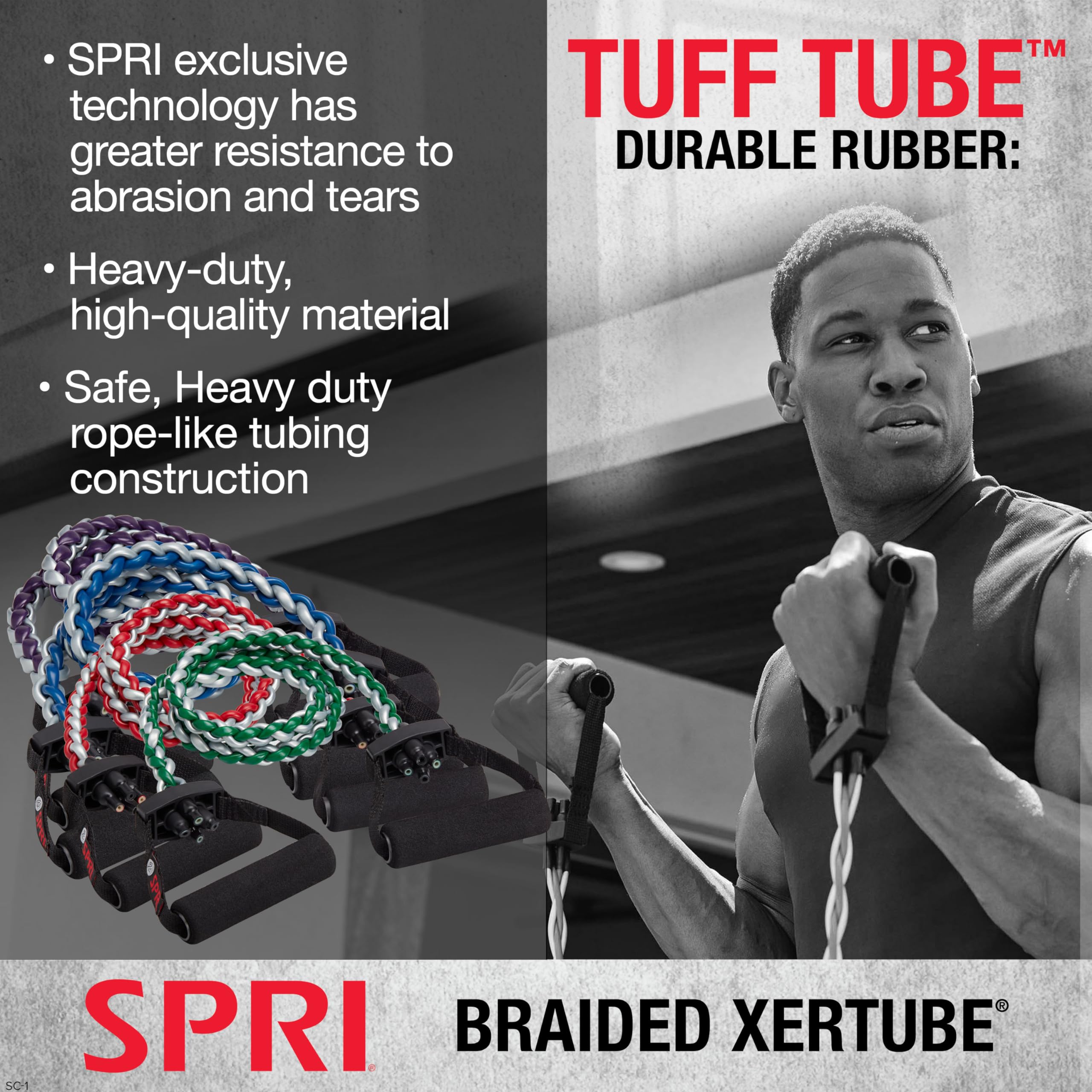 SPRI Braided Xertube Resistance Bands - Premium Workout Bands for Men & Women - Home Gym Fitness Equipment for Strength Training & Weight Resistance - Perfect for Full-Body Workouts, Physical Therapy & Muscle Recovery