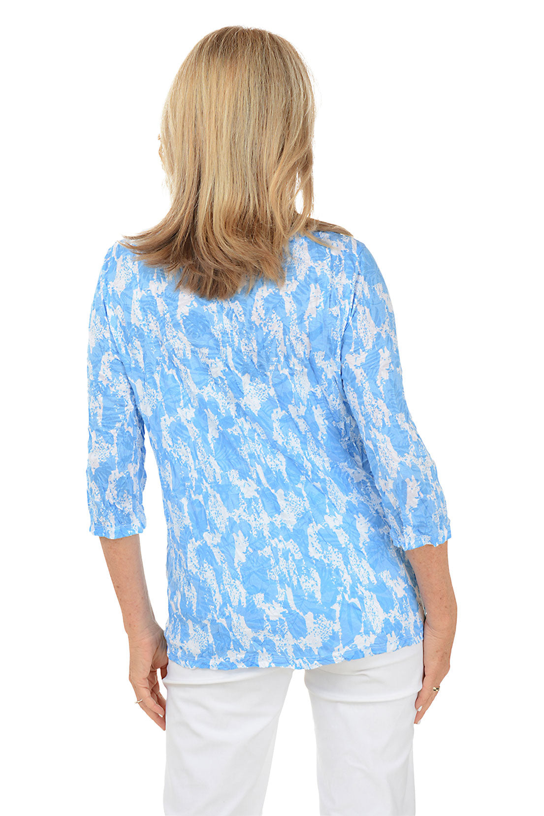 Cloudy Sky Scoop Neck Crinkle Top - Women's Stylish Blouse for Casual & Party Wear | Perfect for Date Nights, Office, and Summer Outfits
