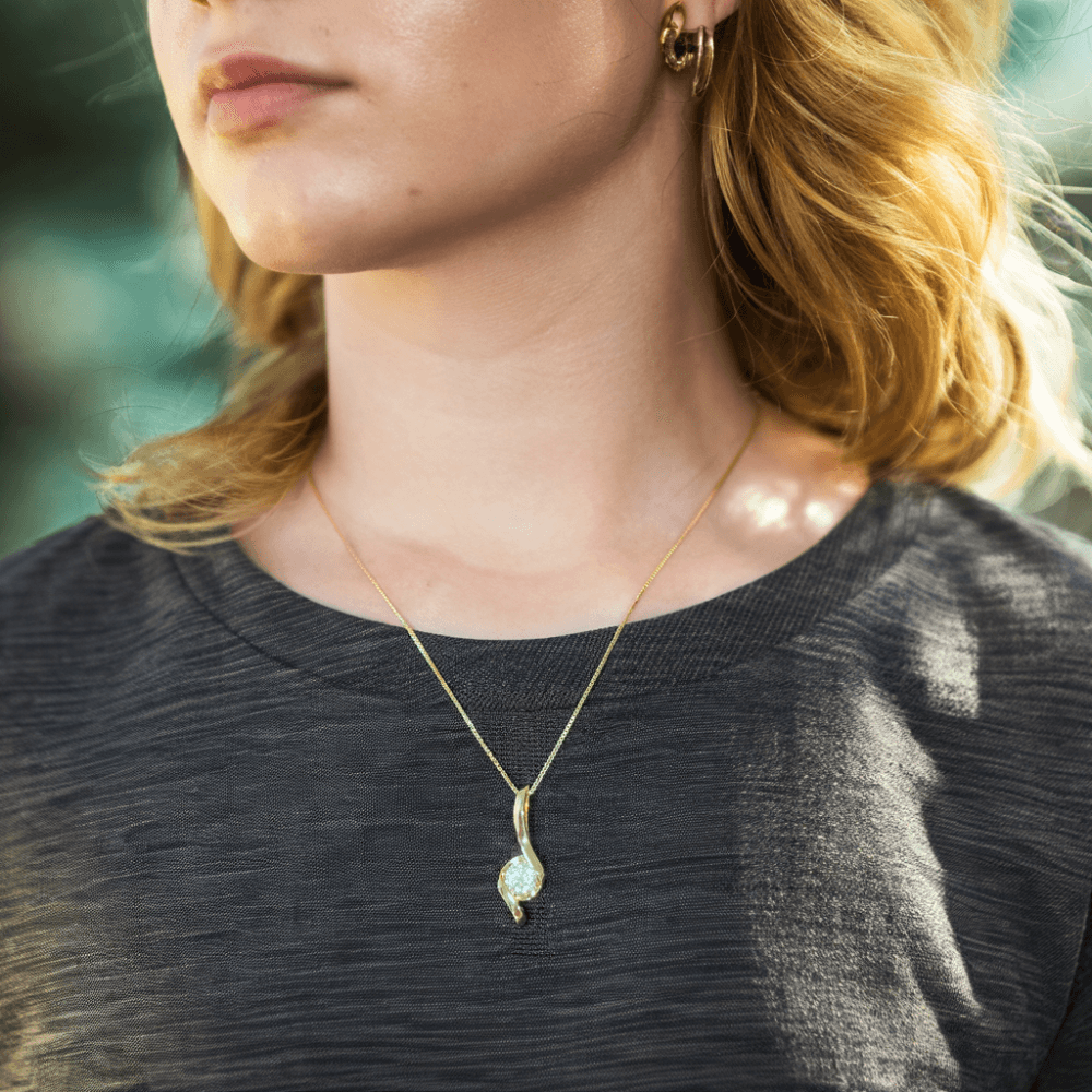 Grace Premium Moissanite Pendant Necklace - 14K Gold Plated Elegant Jewelry for Women, Perfect for Weddings, Anniversaries & Special Occasions