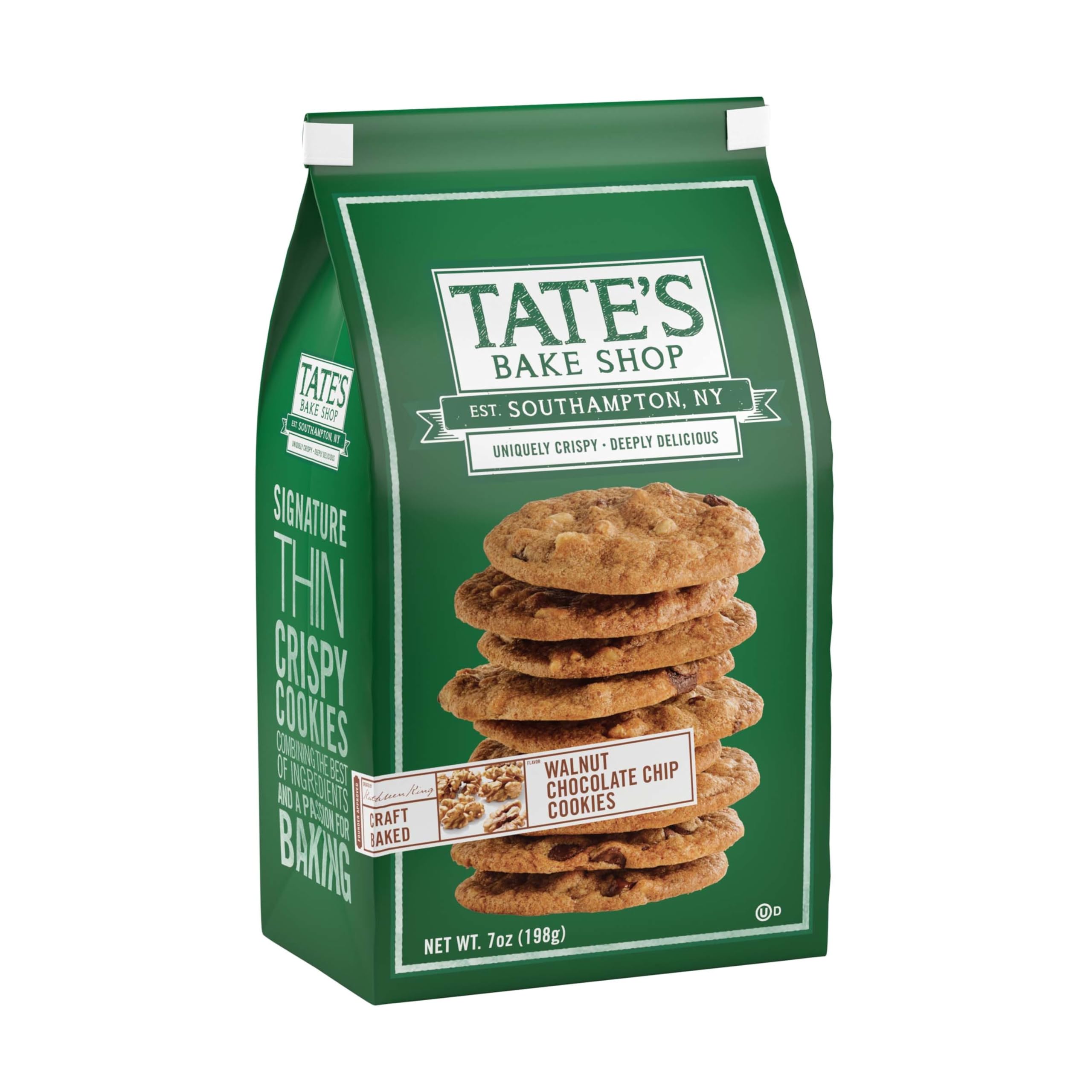 Tate's Bake Shop Walnut Chocolate Chip Cookies - 7 oz Pack | Crunchy Homemade Style Cookies with Walnuts & Chocolate Chips | Perfect for Snacking, Gifts & Party Desserts