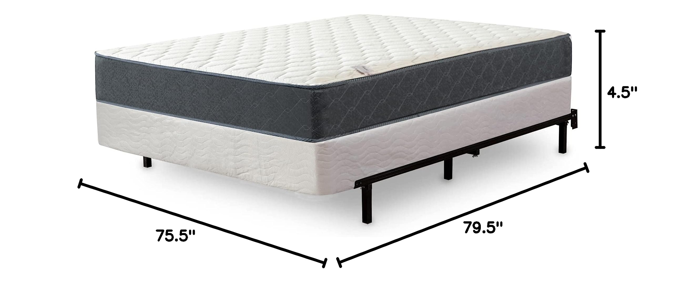 Premium 4.5-Inch Box Spring Coil for King Size Mattress - Durable Natural Wood Foundation with Easy Assembly (White/Grey) - Perfect Bed Support for Home, Guest Room & Dormitory