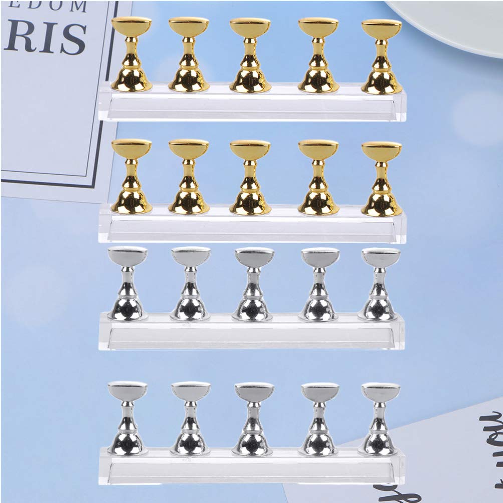 4 Sets Acrylic Nail Display Stands - Magnetic Mount Crystal Base Fingernail Holders for Nail Art, Manicure Tools & Salon Display | Perfect for Nail Technicians, Home Salons & Professional Nail Art Showcases