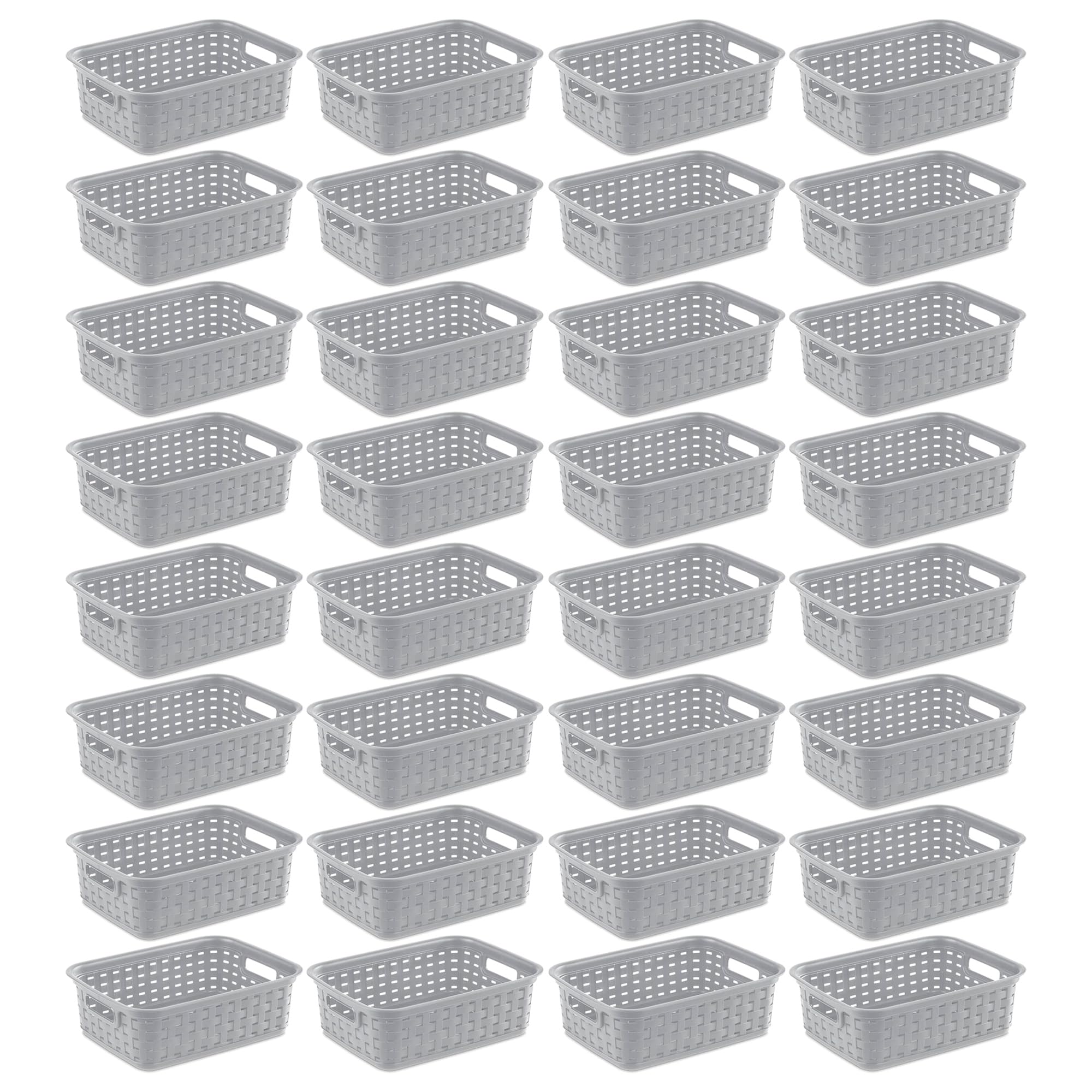 Sterilite 11-Inch Small Weave Open Bin Wicker Storage Basket - Set of 32, Cement Color - Home Organization for Countertops, Bookshelves, Closets | Perfect for Bathroom, Kitchen, Office & Nursery Storage