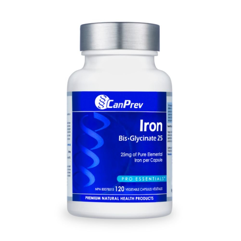 Canprev Iron Bisglycinate 25mg - 120 Vegetarian Capsules - Gentle on Stomach, High Absorption - Supports Energy & Vitality - Ideal for Anemia & Fatigue Relief