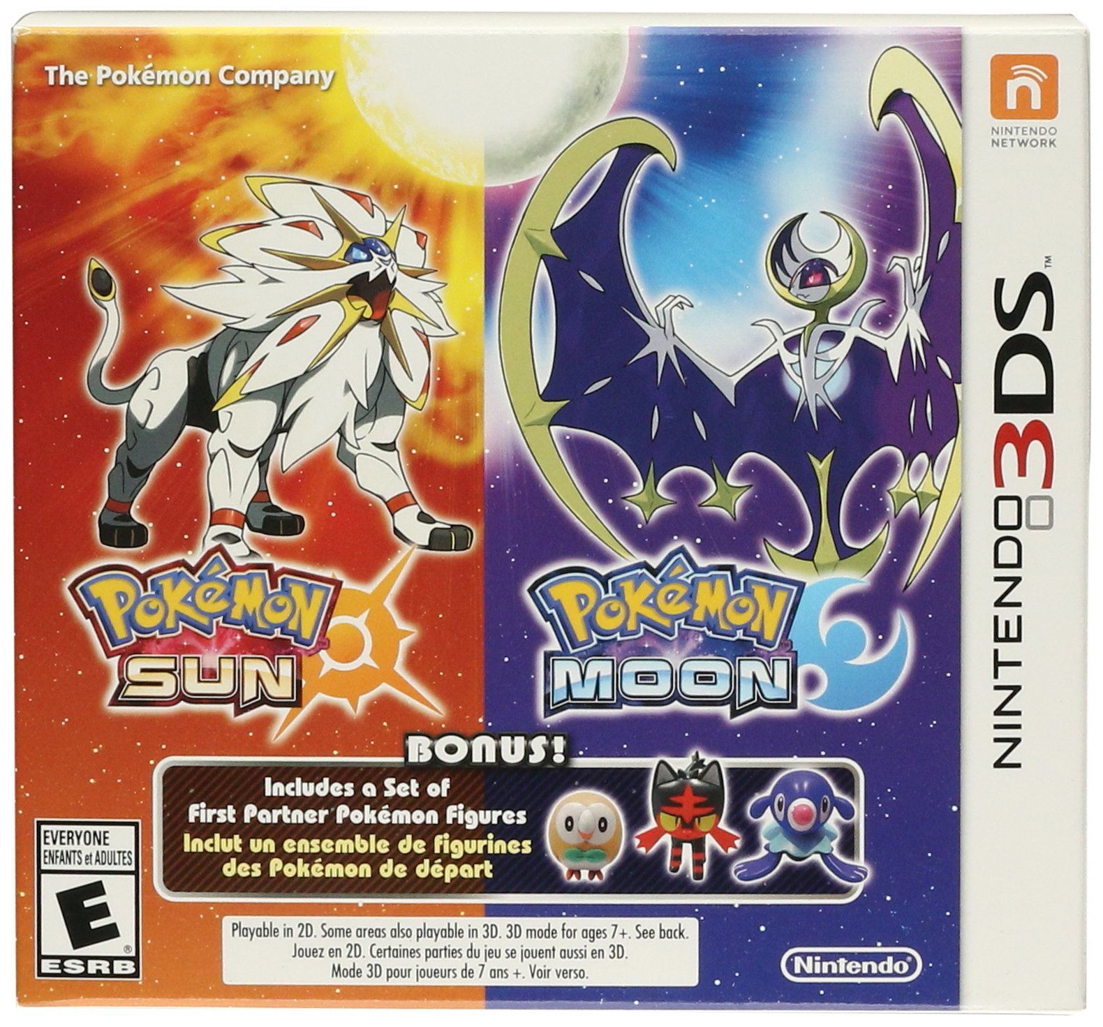 Pokemon Sun and Moon Dual Pack for Nintendo 3DS - Includes 3 Bonus First Partner Pokemon Figures | Perfect for Collectors and Multiplayer Gaming