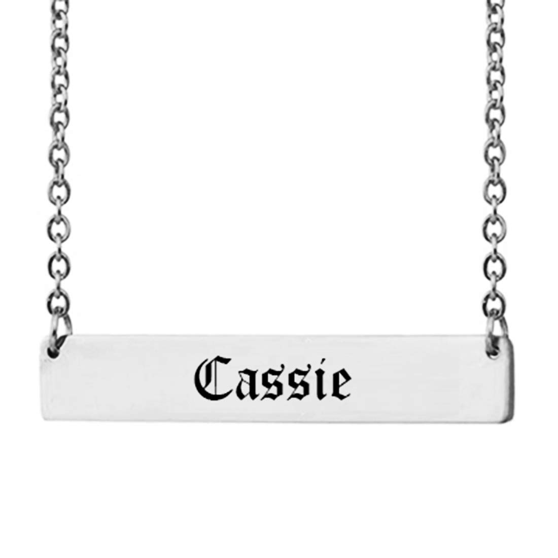 Personalized Engraved Bar Necklace - Custom Name Jewelry Gift for Women (Cassie, Emma, Lily) | Perfect for Birthdays, Anniversaries & Valentine's Day Gifts