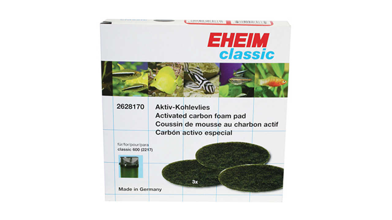 Eheim Classic 600 Carbon Filter Pad 3 Pack - Premium Aquarium Filter Media for Fish Tank, Pond & Marine Use - Improves Water Clarity & Removes Impurities - Ideal for Freshwater & Saltwater Filtration Systems