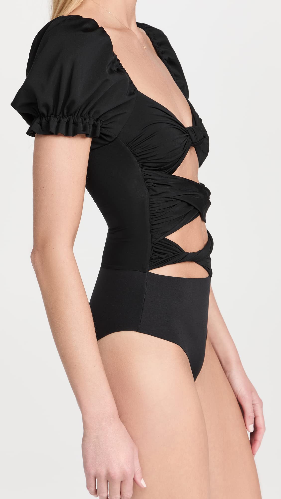 AGUA BENDITA Women's Oria Dust One Piece Swimsuit - Black, Size L | Stylish Bathing Suit for Beach, Pool & Vacation | Flattering One-Piece Design for Women