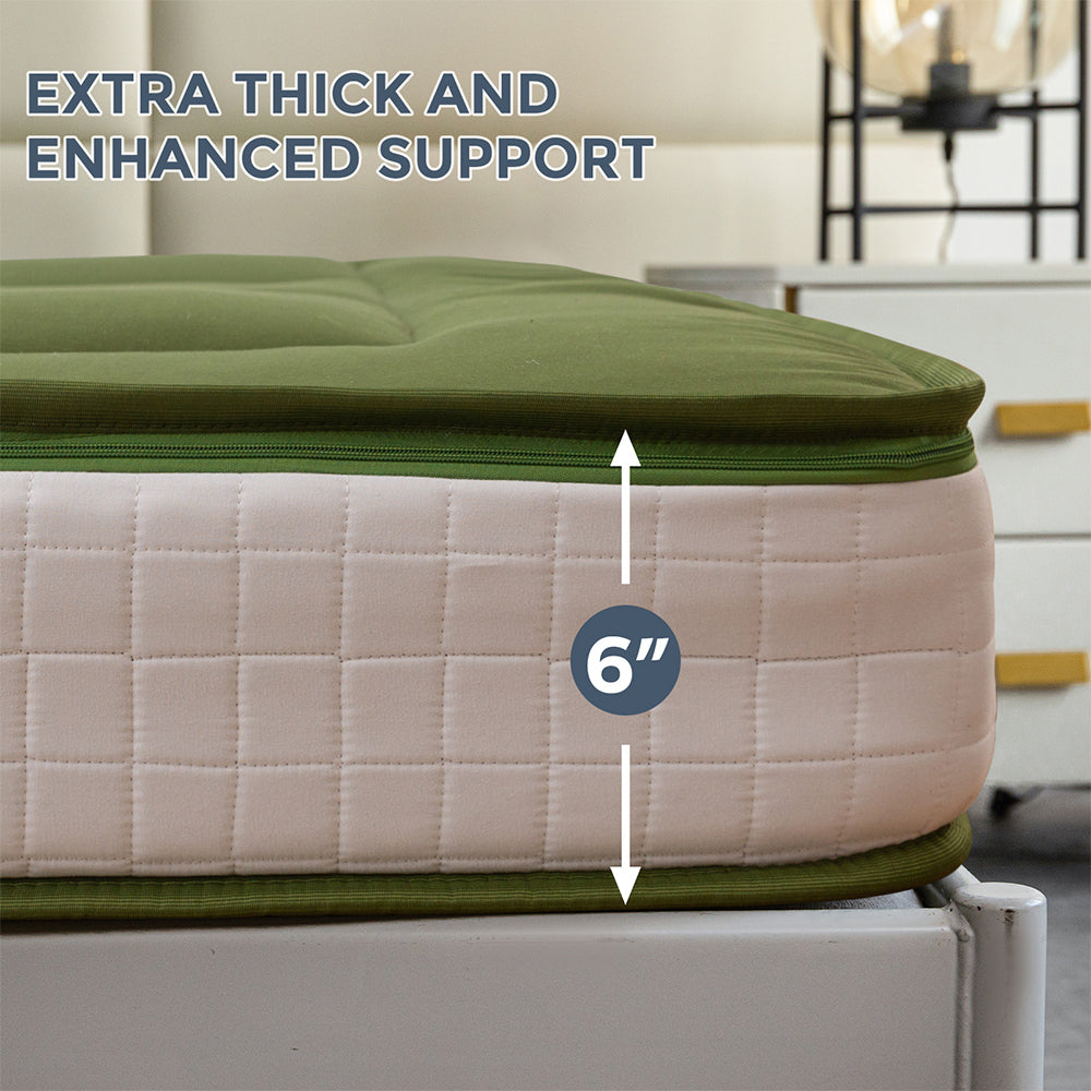 MAXYOYO Padded Japanese Floor Mattress - Green Foldable Roll Up Futon Mattress for Bedroom, Guest Room & Travel | Comfortable Floor Sleeping & Lounging