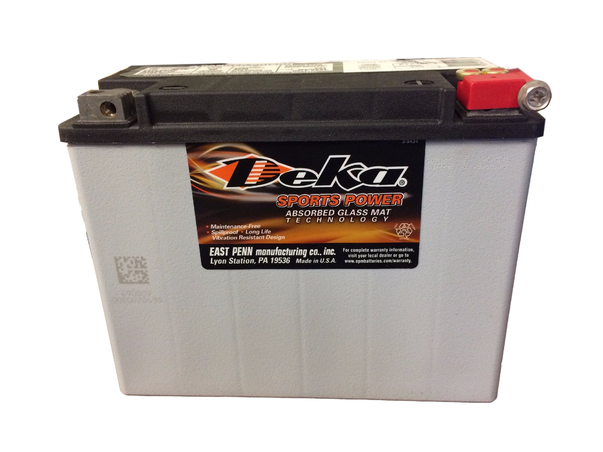 Deka Sports Power ETX18L 12V 18Ah AGM Battery - High Performance for Golf Carts, Scooters, and Power Sports - Perfect for Outdoor Adventures and Off-Grid Power Needs